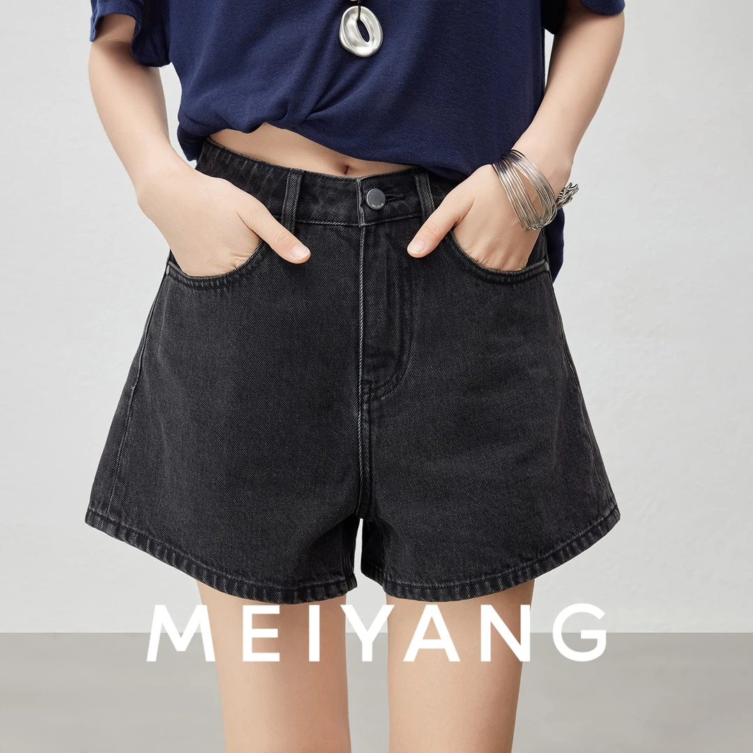 A美洋MEIYANG辣辣牛仔裤商场同款夏季出行全棉洗水A字辣妹短裤女