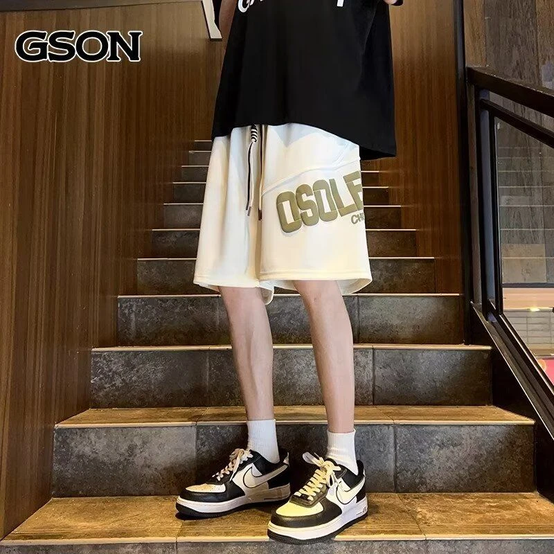 抽绳五分裤夏季运动短裤男vibe欧美式街头宽松百搭阔腿裤直筒