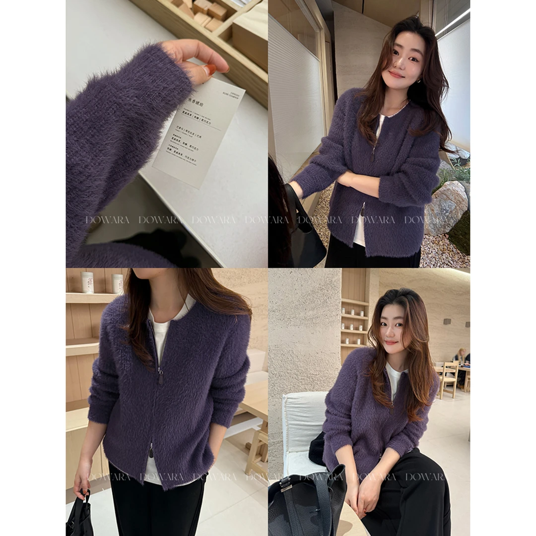 大婉酱微胖定制【紫雾】绵羊毛小众别致毛织开衫冬季保暖毛衣 1400D