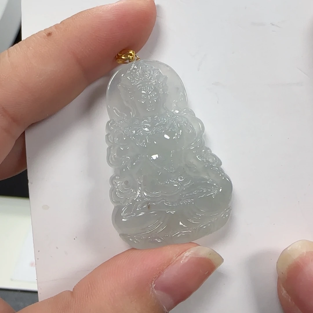 吊坠(不含链)18K金镶嵌翡翠