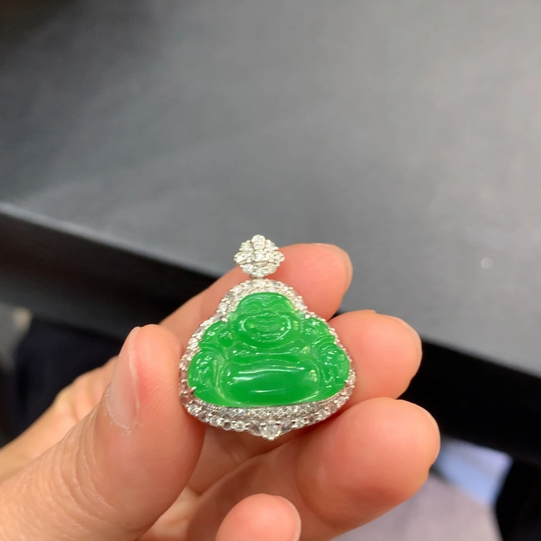 翡翠18K金镶嵌吊坠(不含链)