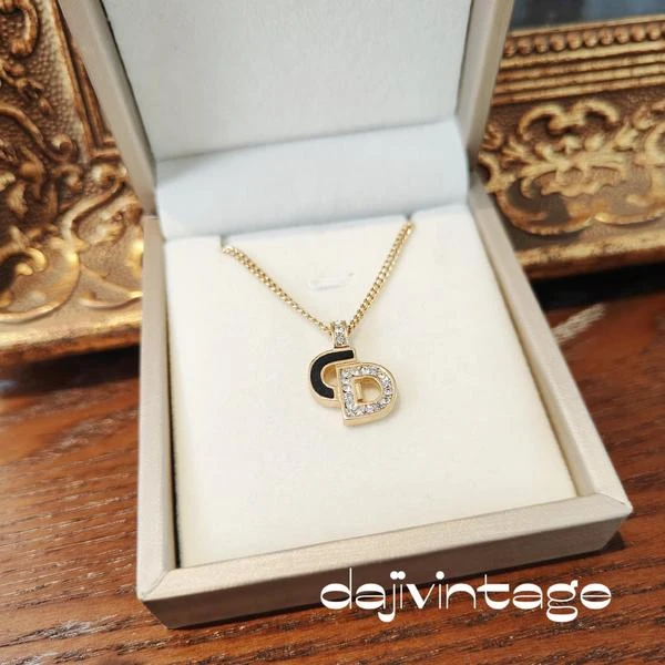 大吉中古/Dior迪奥黑银鸳鸯cd项链