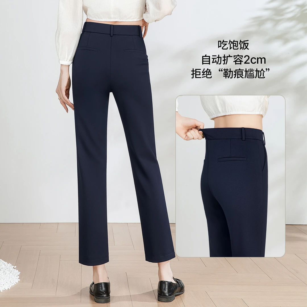 雅思诚九分直筒裤女2025秋季新款高腰显瘦法棍裤通勤职场烟管女裤
