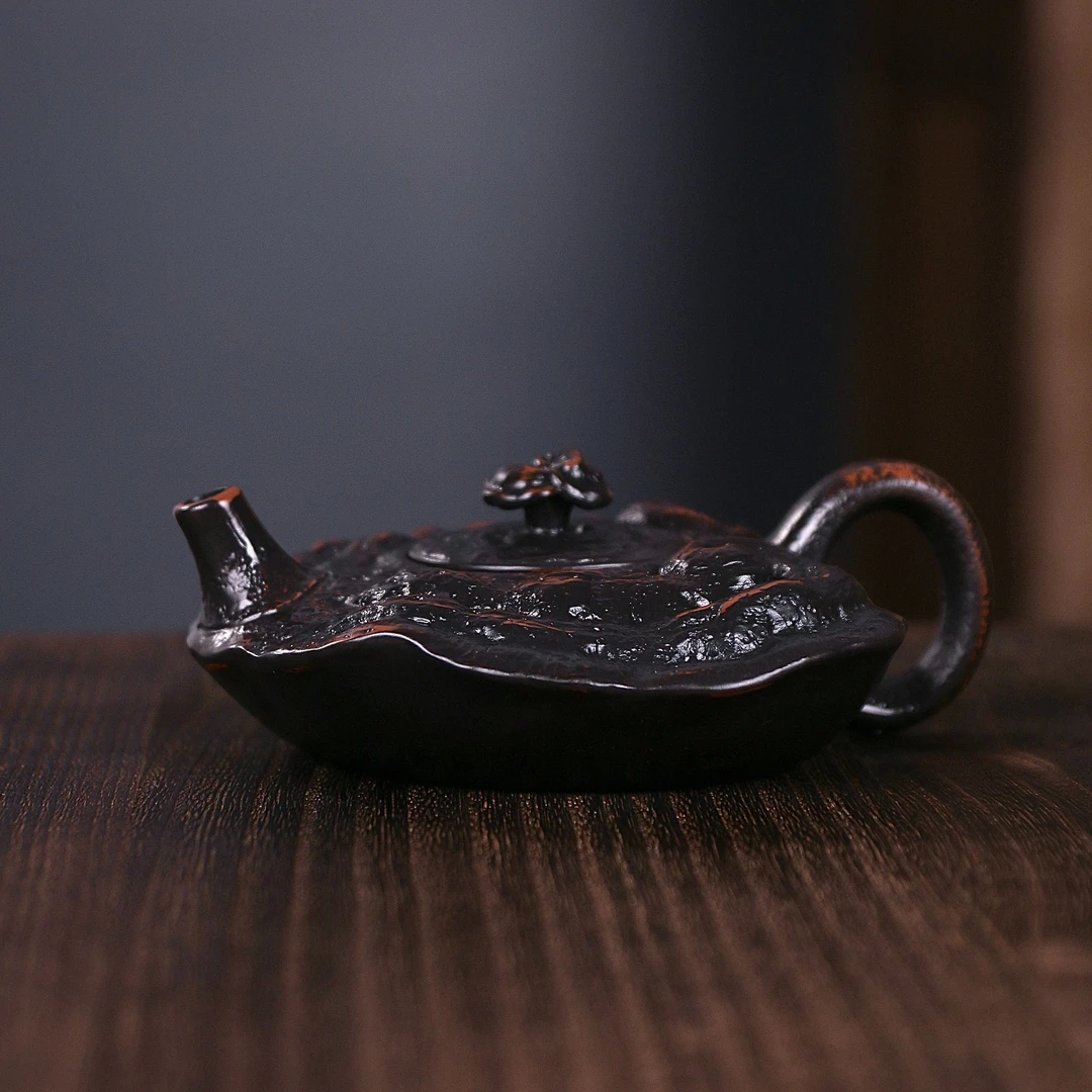 紫陶仿生器灵芝凤鸣壶大容量家用中式纯手工泡茶壶紫砂壶C122