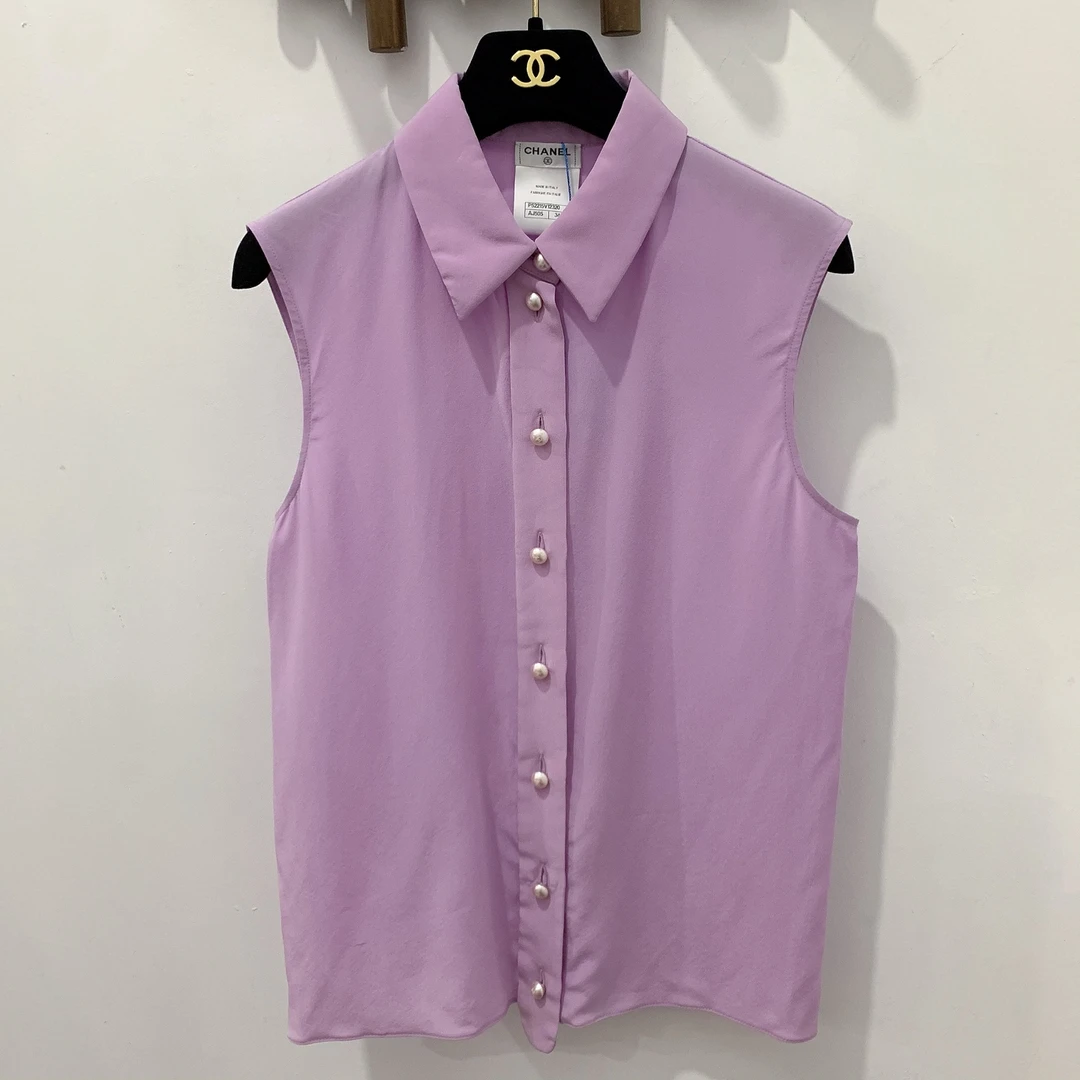 99新 Chanel/香奈儿 无袖紫色衬衫34码