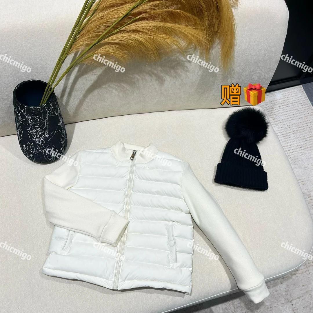 【Chicmigo高定童装】冬季新款高定保暖长袖马甲国标90白鹅绒羽绒服