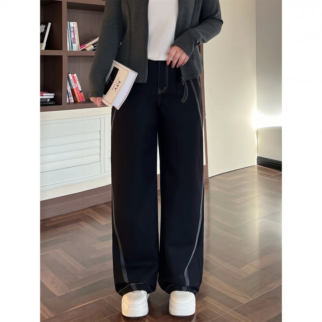 花契"迈阿密浪"大码女装秋季显瘦200斤胖mm重工炸街休闲裤15810-F