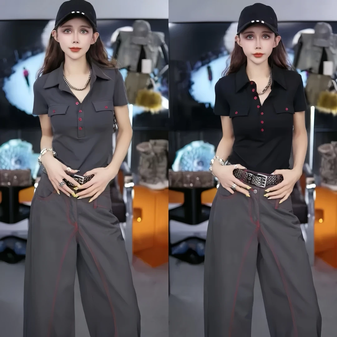 【熙小范】短袖纽扣针织抗皱耐磨POLO领T恤翻领时尚女款性感风