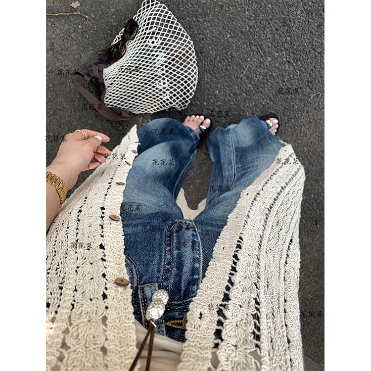 【花花菜】莱赛尔 面条裤 很软 夏季薄款立体水洗炒色阔腿牛仔裤女