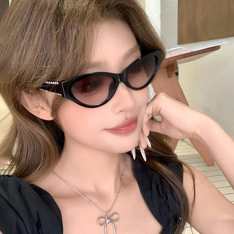 欧美风复古猫眼墨镜女适合方圆脸街拍凹造型防紫外线近视太阳眼镜