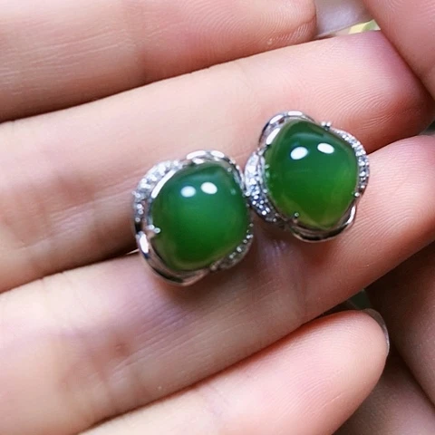 和田玉戒指银S925镶嵌