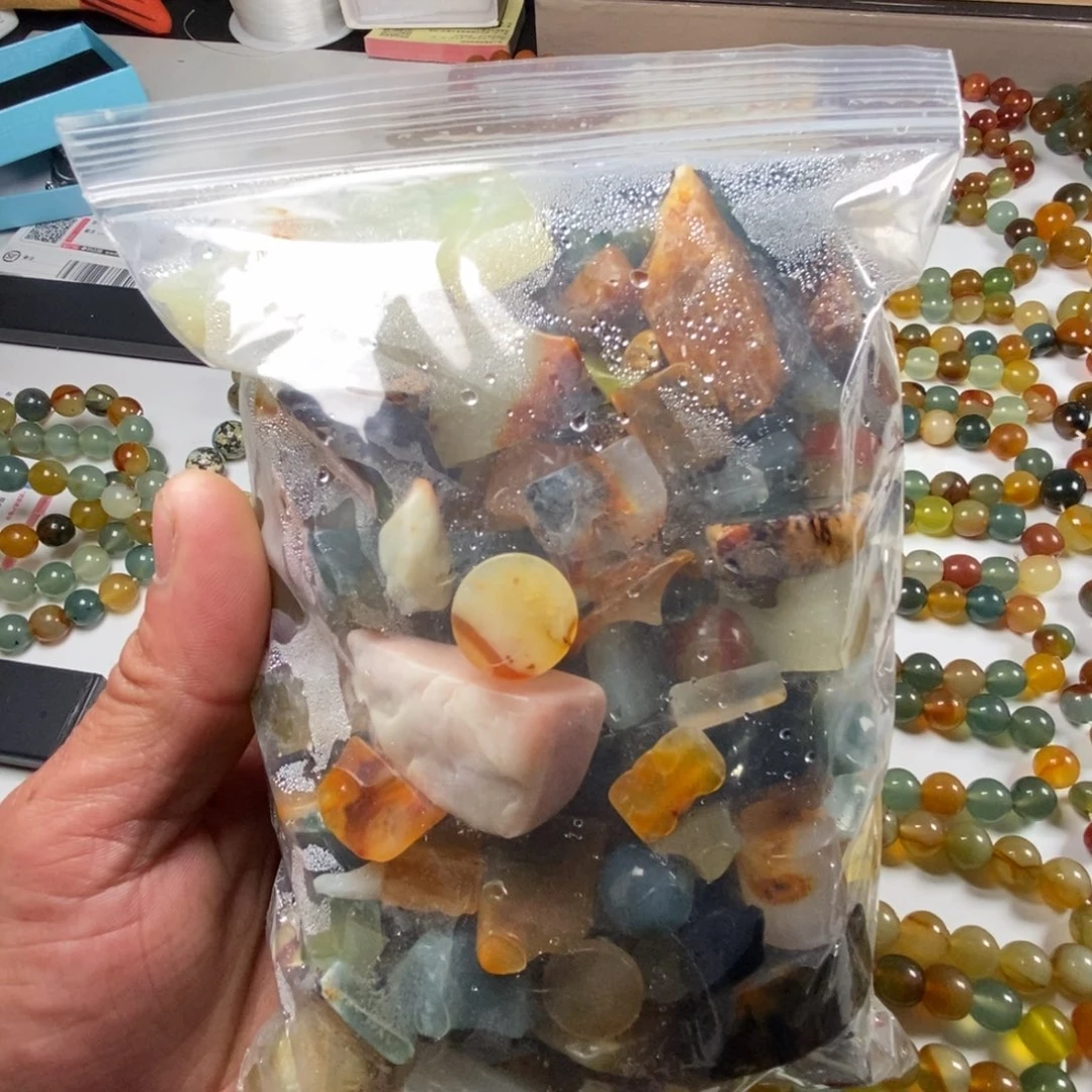 蛇纹石玉未镶嵌手链无科技花玉岫玉鱼缸石