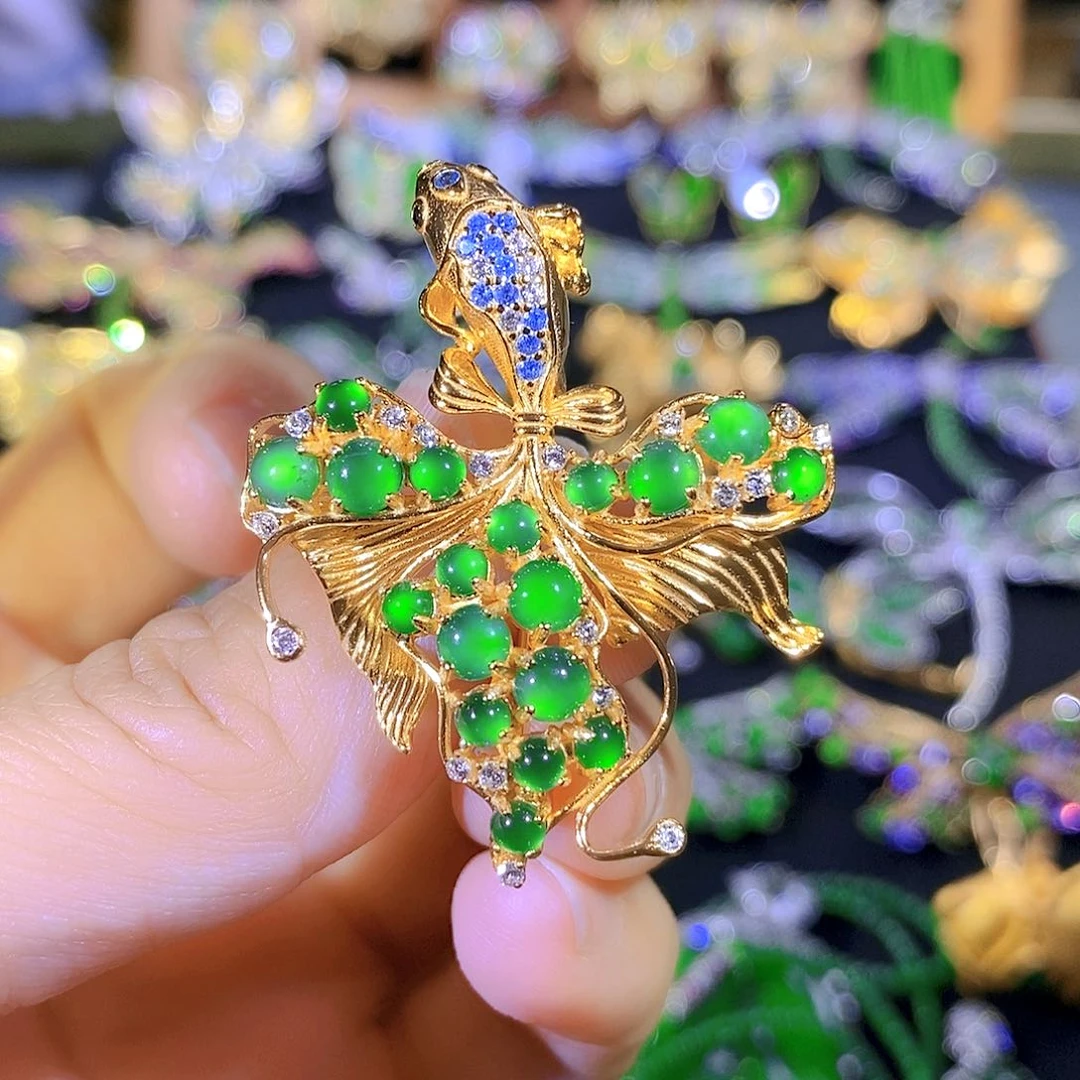 吊坠(不含链)银S925镶嵌翡翠