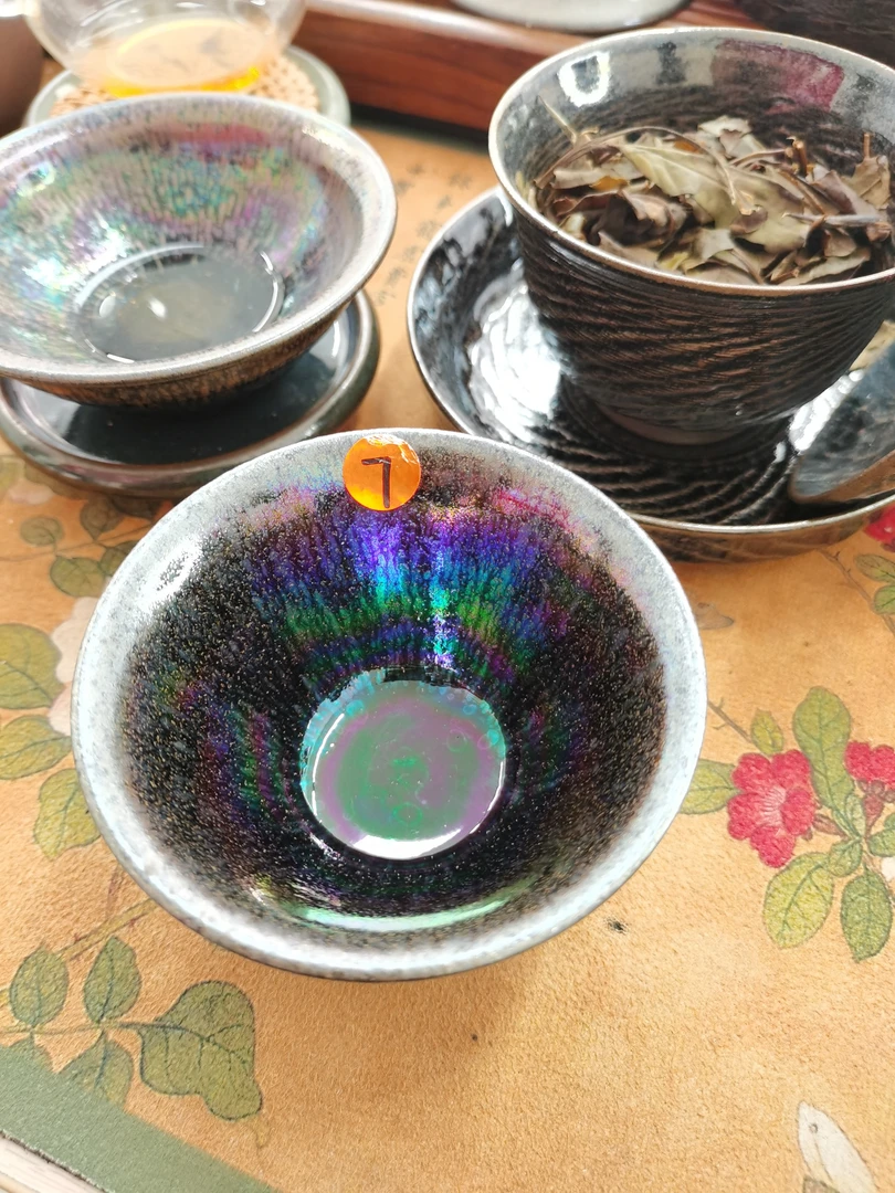 龙窑柴烧养彩建盏马蹄杯