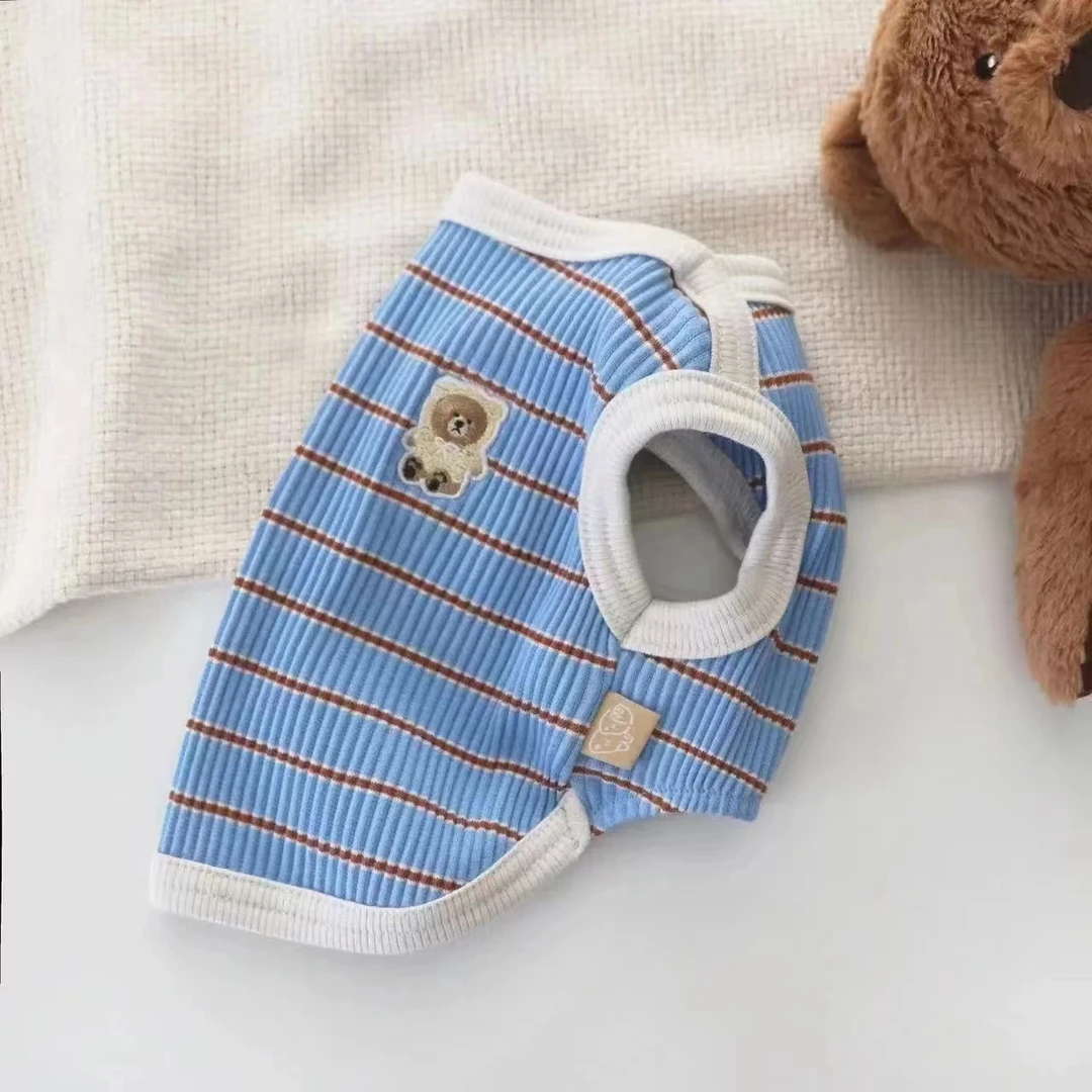 条纹小狗背心薄款泰迪比熊博美约克夏小型犬猫咪狗狗衣服夏天