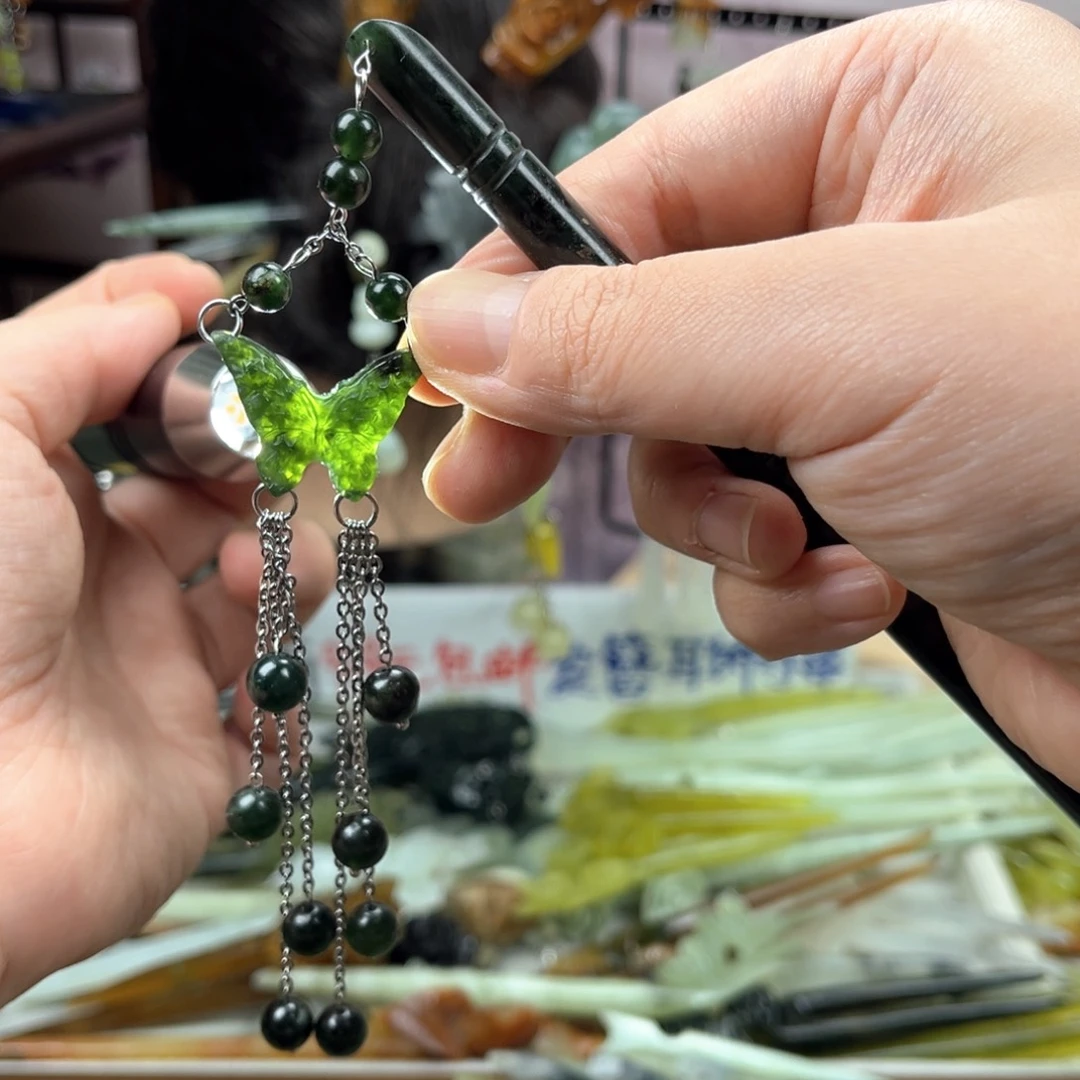 岫玉未镶嵌发饰长度21厘米左右