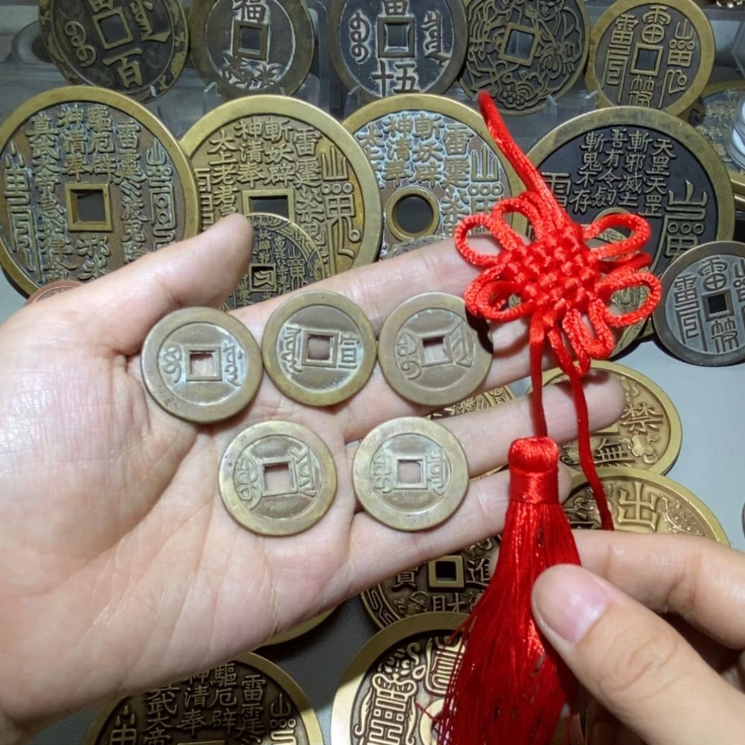 铜翻砂铸造五帝钱工艺品