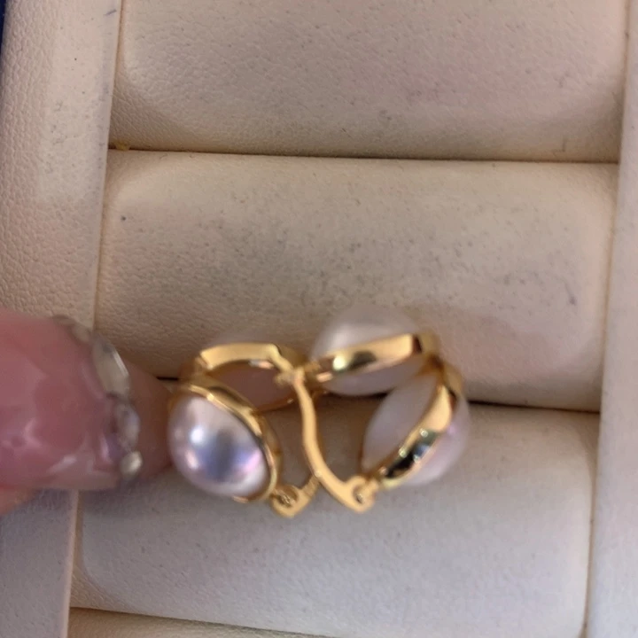 耳饰拼合珍珠（马贝珠）银S925镶嵌