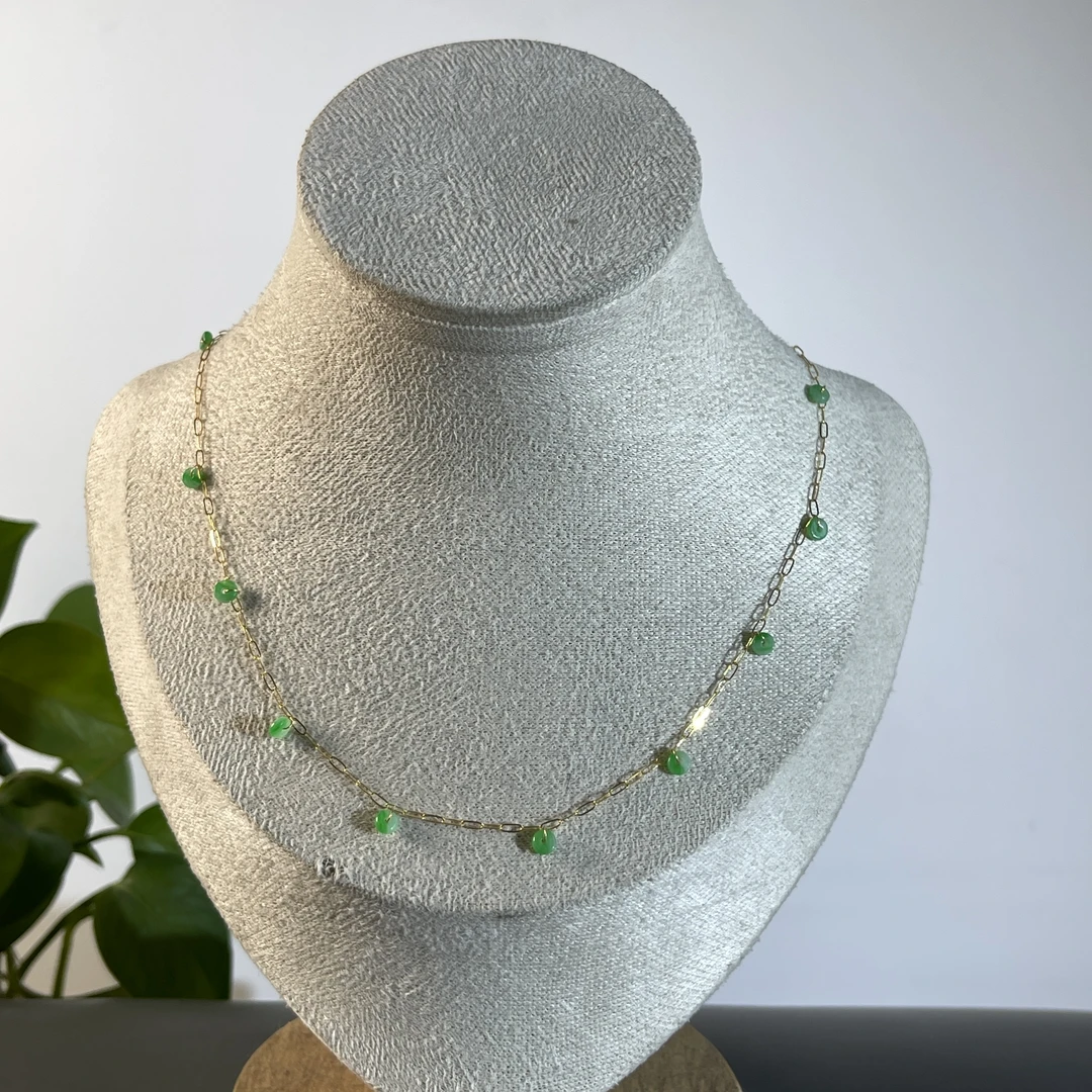 JSB25-104  天然缅甸翡翠A货  18K镶嵌项链