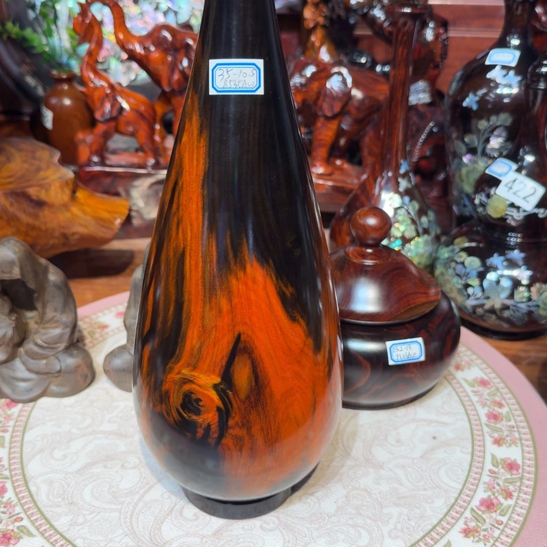 交趾黄檀（大红酸枝）花瓶35公分