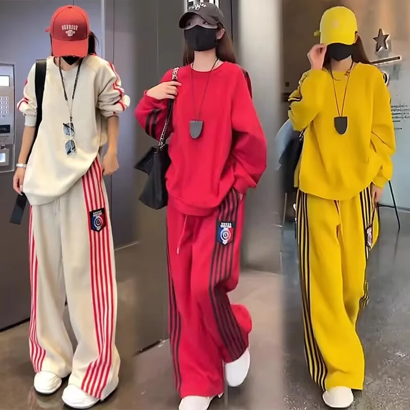 200斤微胖mm休闲卫衣套装女士秋冬大码宽松显瘦洋气妈妈装运动服