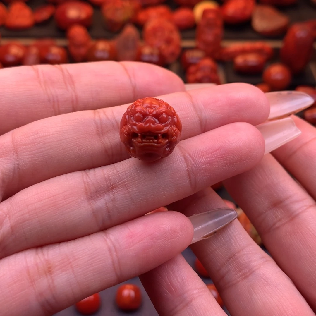 ****愿南红玛瑙未镶嵌保山精工貔貅珠15mm