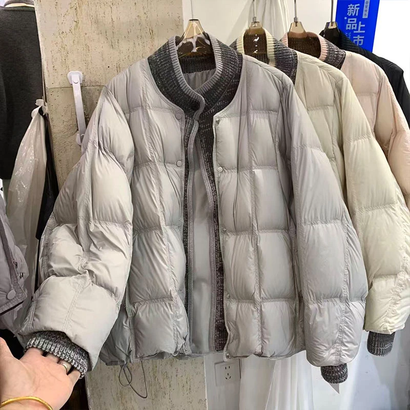 【300斤胖妹妹】洋气拼接假两件棉服女2025冬季立领显瘦保暖面包服