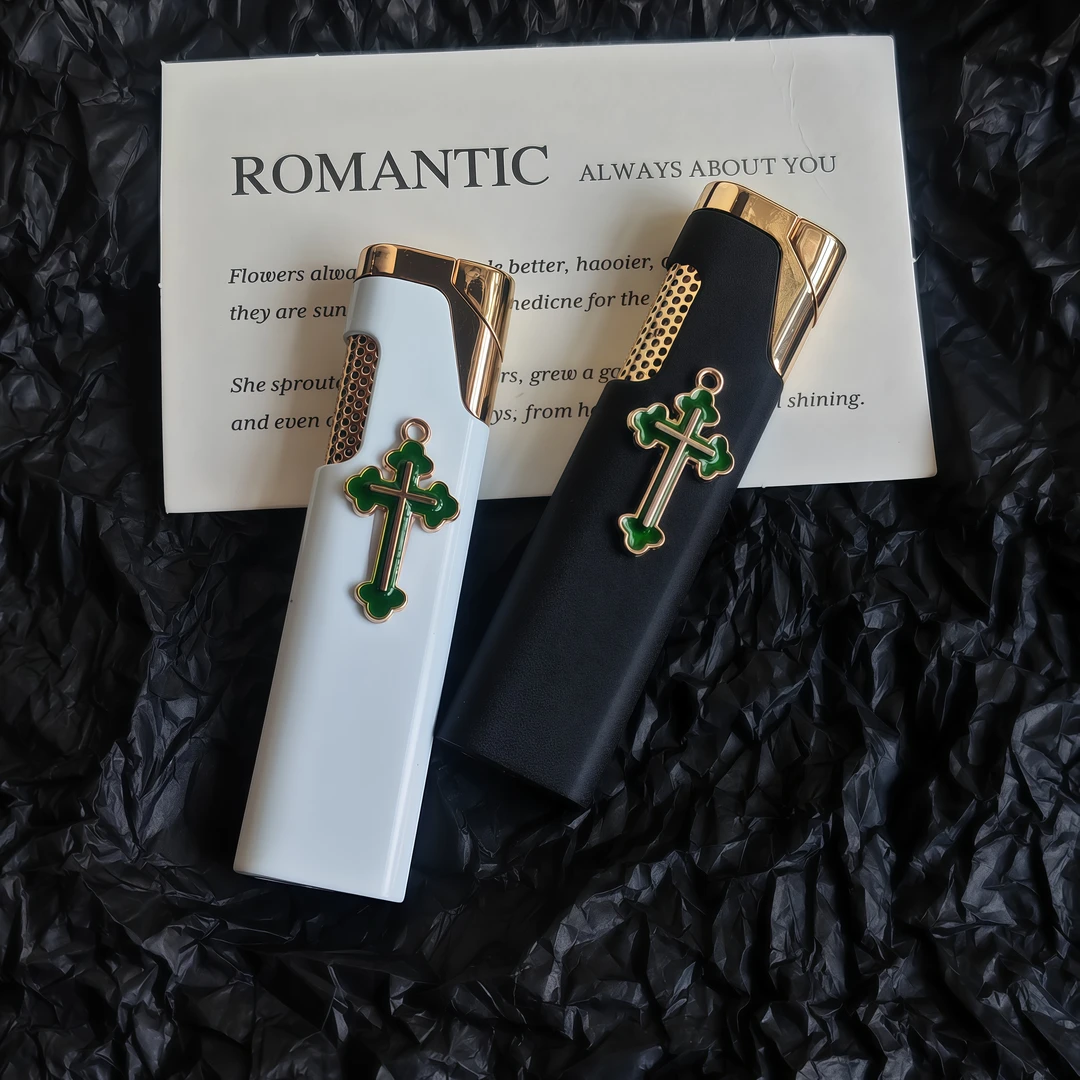 手作原创“十字架”充气防风粉焰打火机高颜值小众便捷送男女生礼物