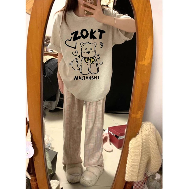 纯棉正肩灰色卡通短袖t恤女2025新款爆款设计感小众美式半袖上衣