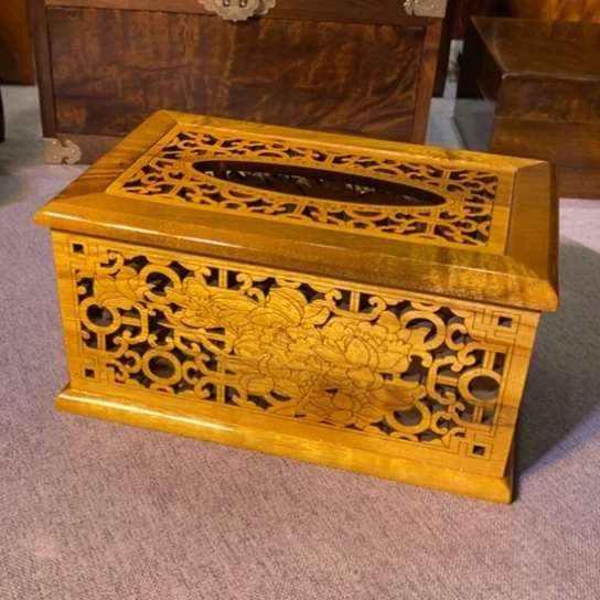 金丝楠金丝楠木小叶纸巾盒