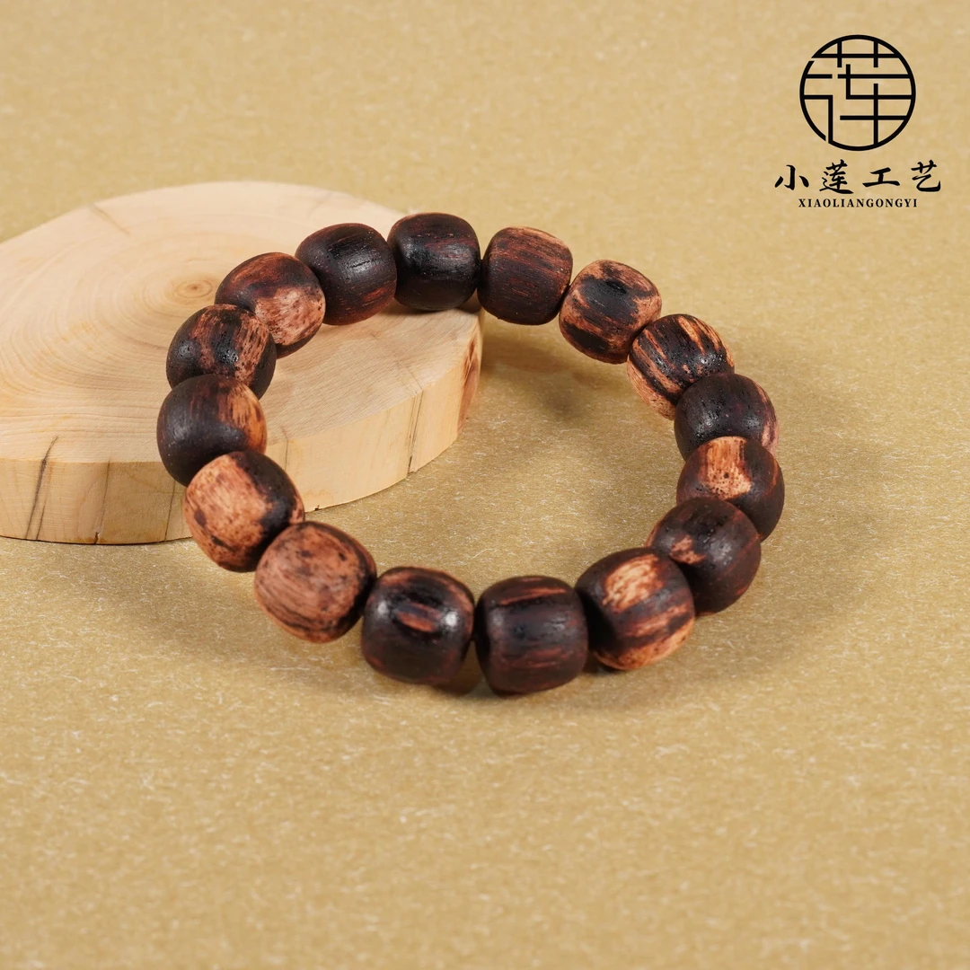 【小莲工艺】天然缅甸小叶降真香13*14mm老型单圈手串无优化半结油