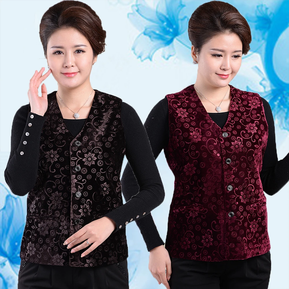 金丝绒马甲妈妈款V领春秋薄款坎肩通勤风百搭女士马夹马甲老年人