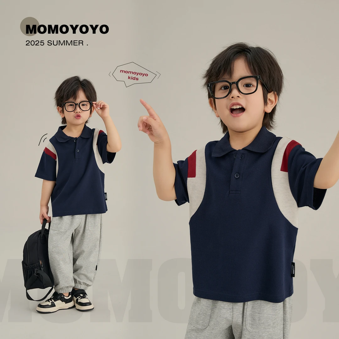 【阳光少年】（微瑕疵）儿童T恤透气速干小童撞色夏季polo衫 7823X-1