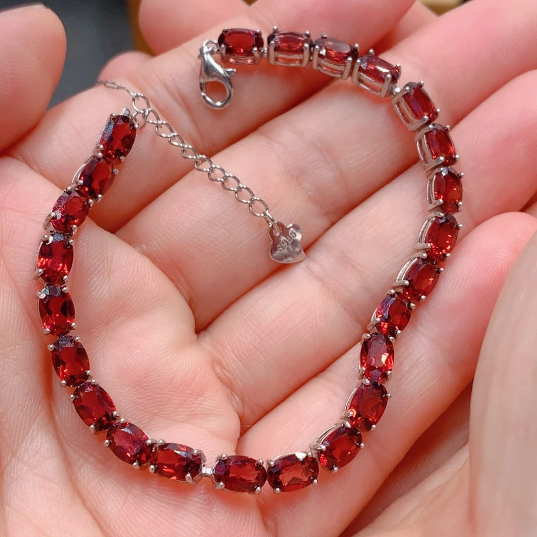 手链银S925镶嵌石榴石