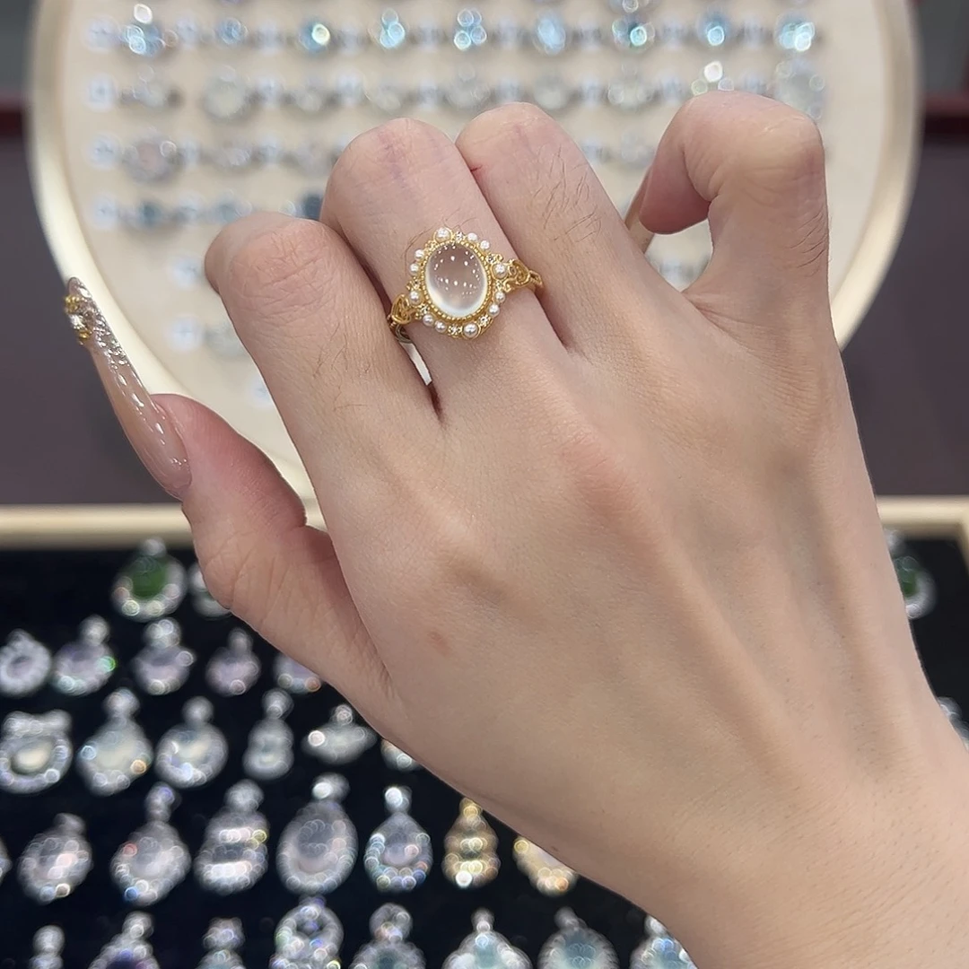 Z***晓蛇纹石玉银S925镶嵌戒指