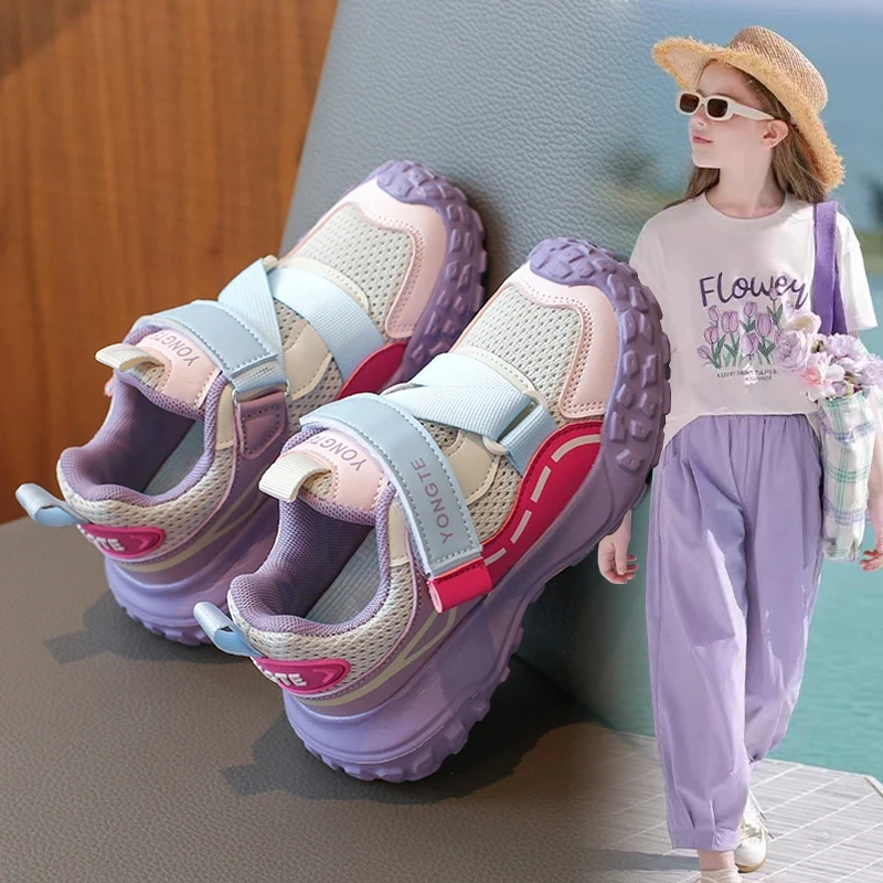 ABC女童运动鞋2025春季新款儿童网面透气休闲鞋中大童时尚软底鞋