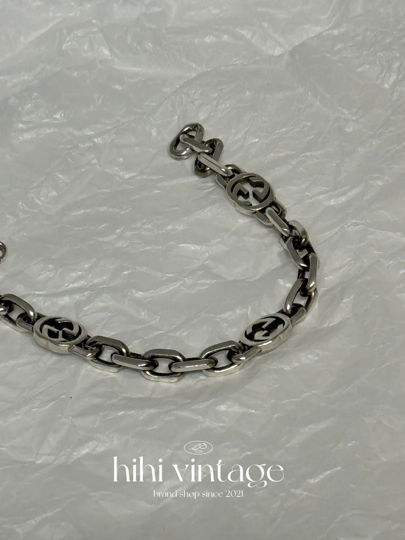 95新 GUCCI/古驰  银色Logo手链/15388270