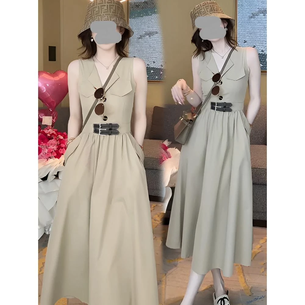 2025夏季新款出游穿搭纯欲慵懒风老钱风松弛感修身显瘦气质连衣裙