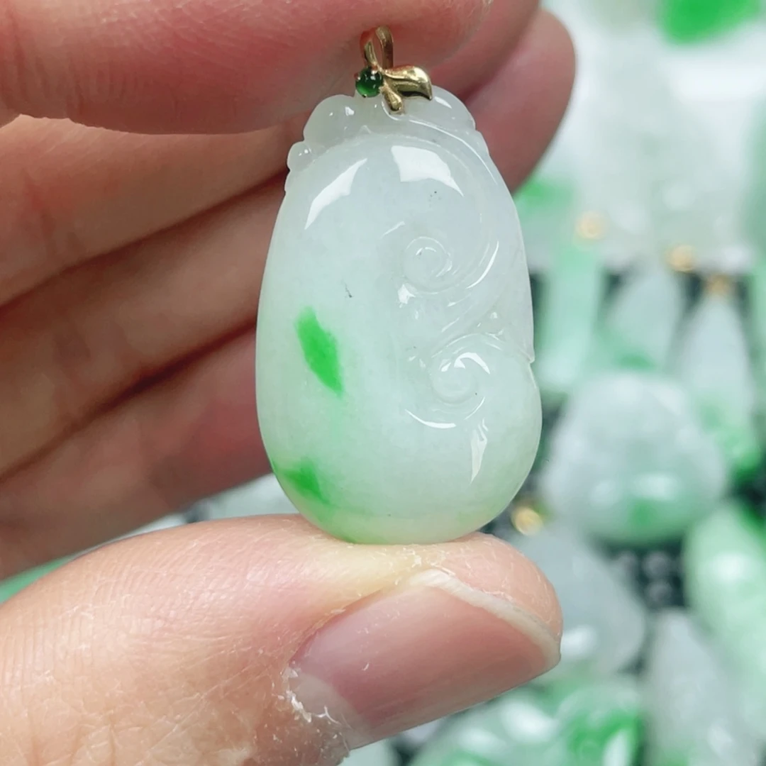 翡翠18K金镶嵌吊坠(不含链)