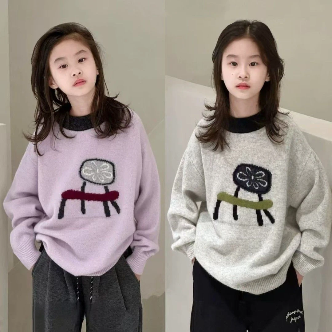 童泰【断码】女童秋冬装新款女孩春秋款套头衫圆领打底衫德绒毛衣洋