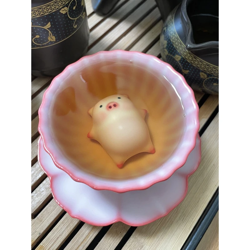 【林森】吐泡泡小猪茶杯主人杯陶瓷品茗杯吐泡泡茶宠小猪个人专用