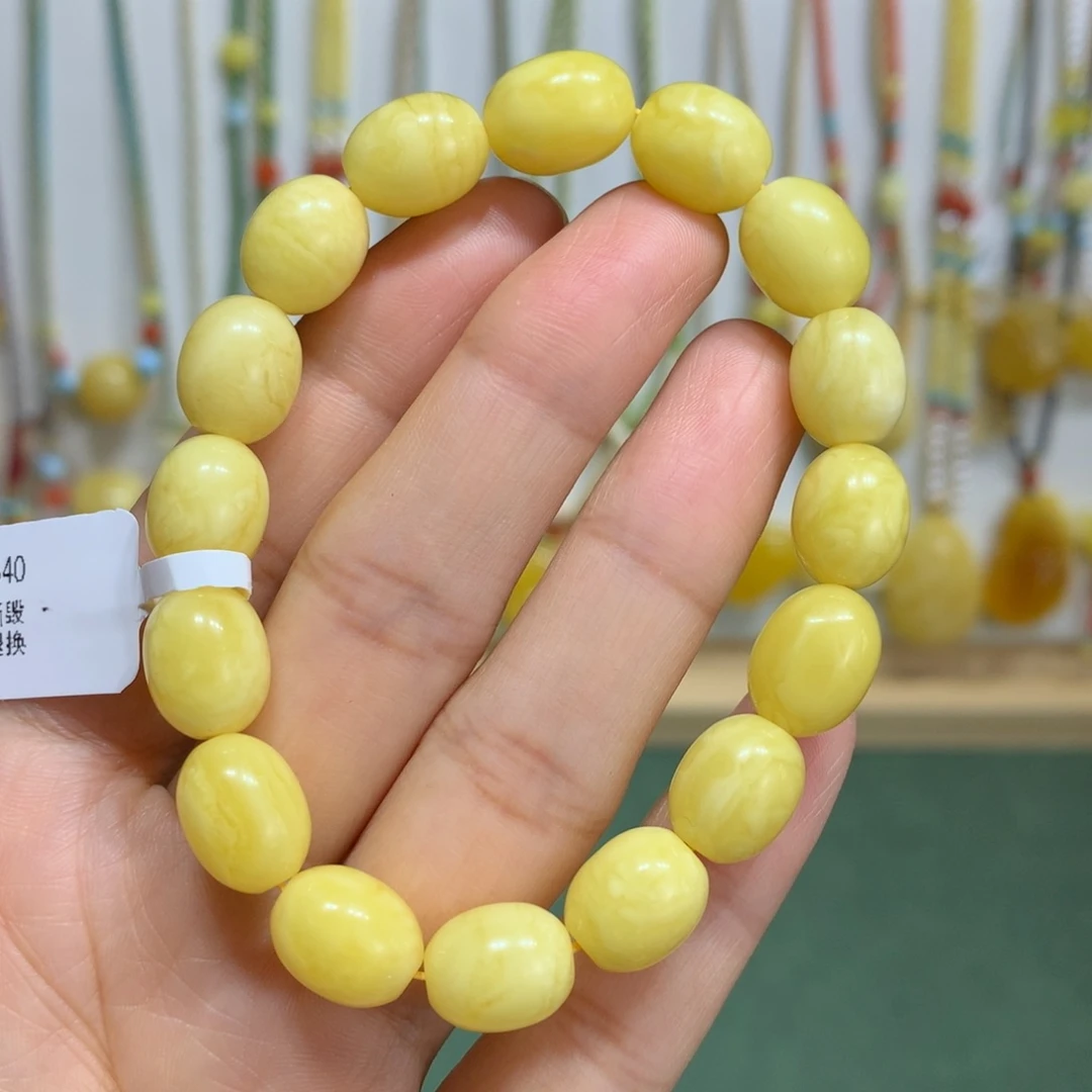 蜜蜡手链未镶嵌9.6mm尺寸