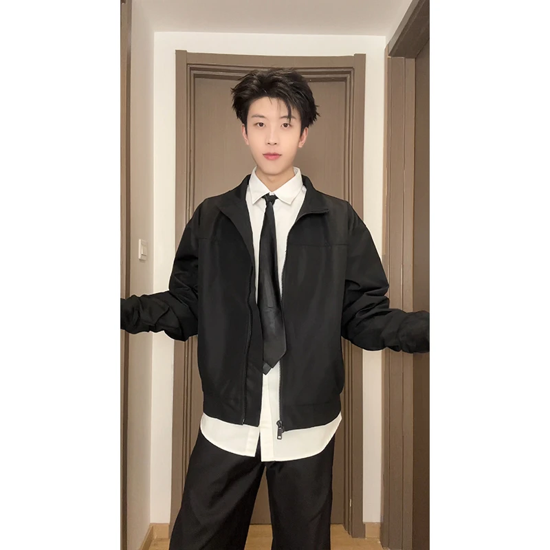 cleanfit短款外套男潮牌痞帅美式三防廓形工装飞行夹克立领冲锋衣