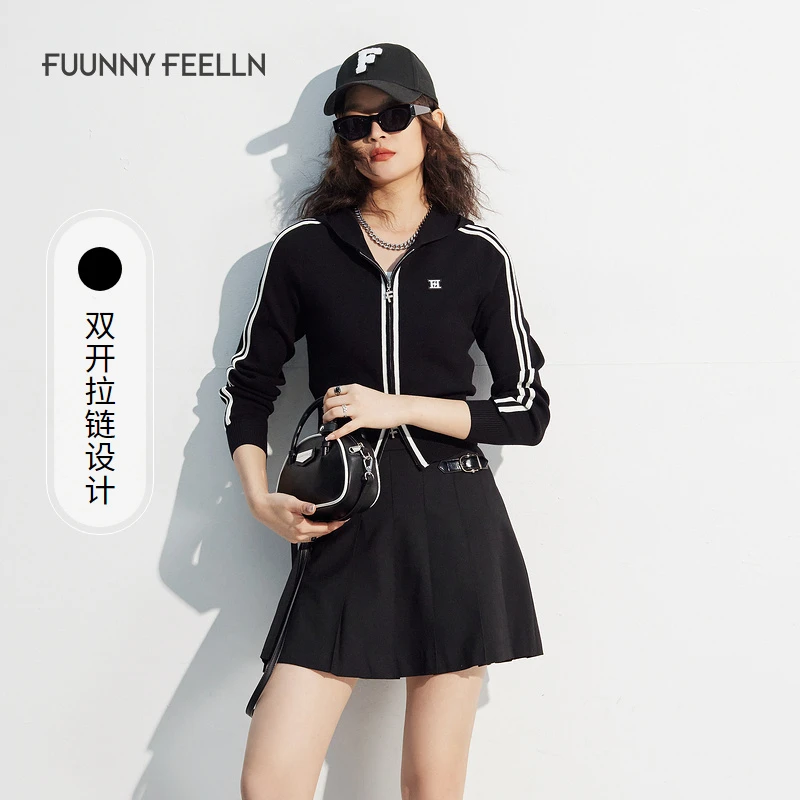 商场同款仿佛仿佛秋季针织衫女薄款长袖撞色开衫上衣FZ01088