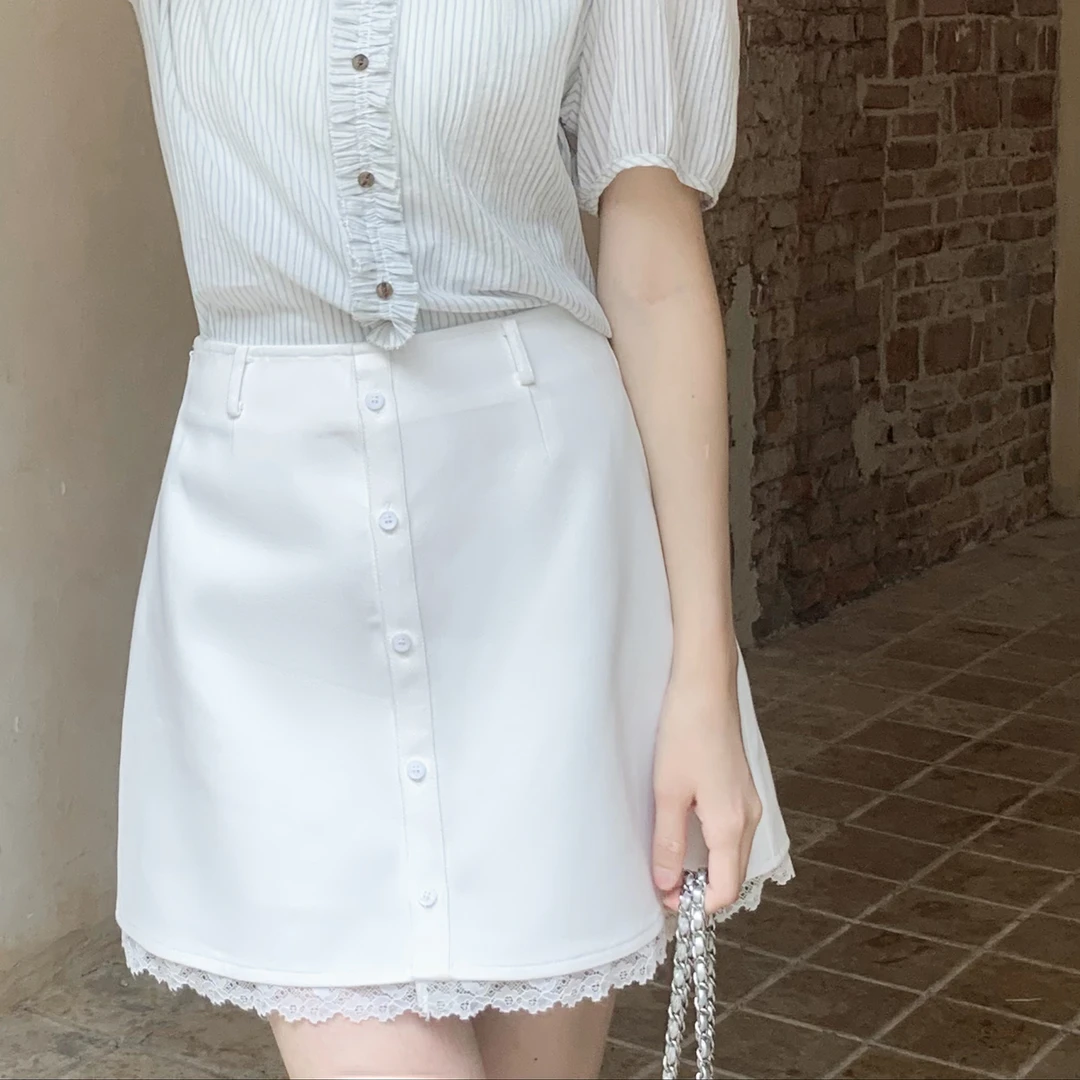 【华漂亮】【奶油栀子】FS504X044 A型牛仔短裙