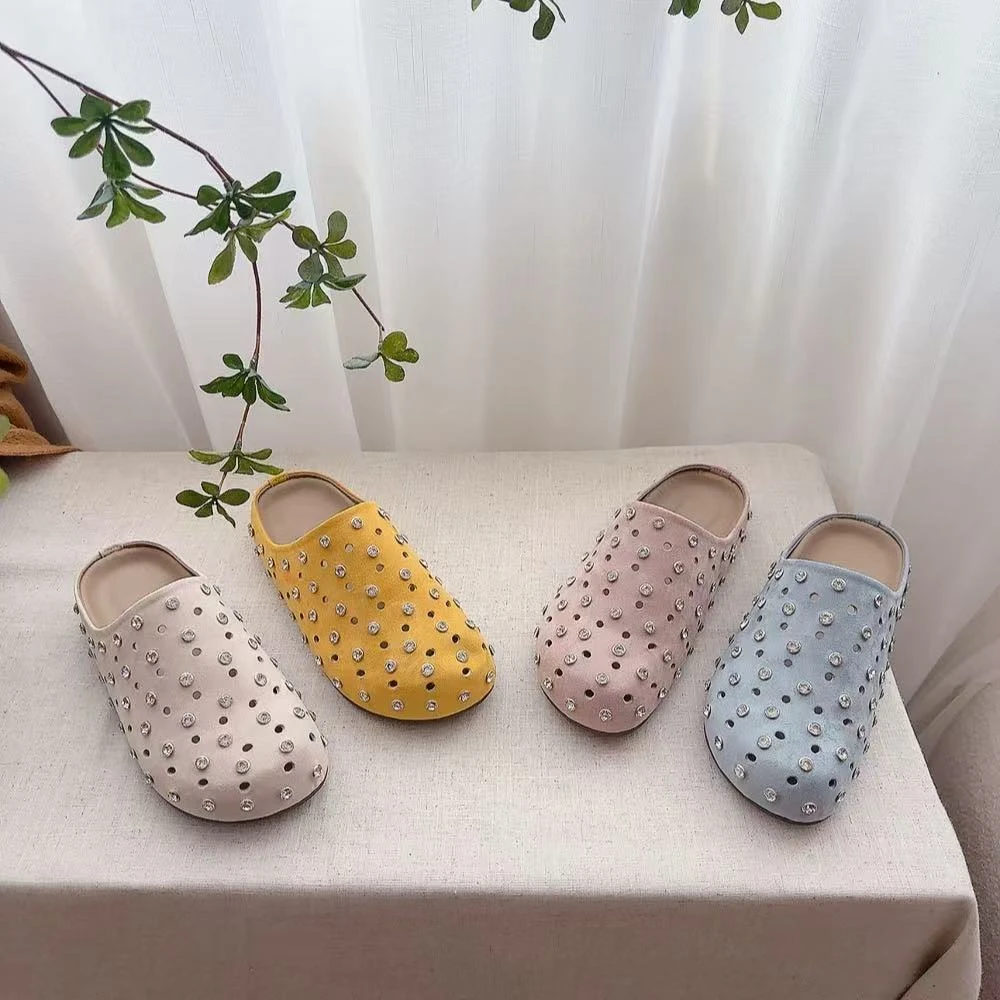 25-888韩版轻奢软底镂空水钻博肯半拖