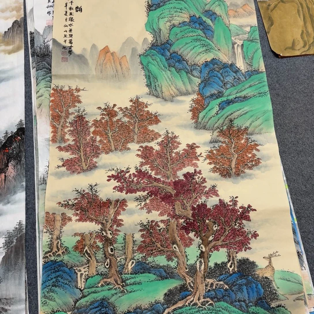 ****y国画四尺尺寸70X140纯手绘作品