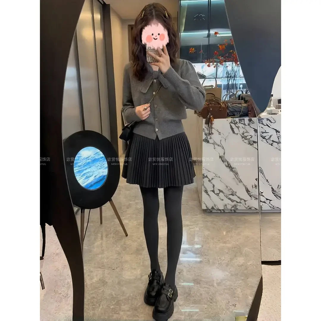 时尚潮流百搭精品女装针织毛衣短裙新款二件套遮肉早秋韩版高级感