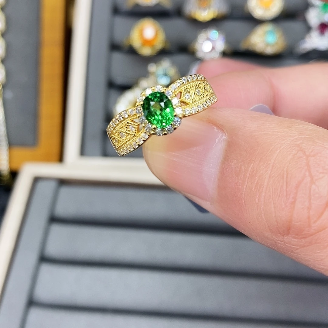 石榴石戒指银S925镶嵌