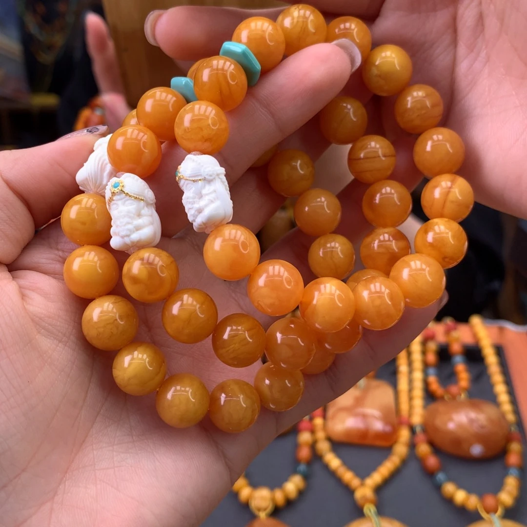 蜜蜡手串未镶嵌多样性发一